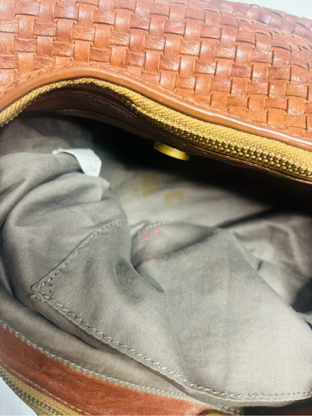 J Crew Italian Leather Woven Hobo Bag